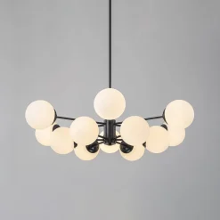 Modern Black Opal Glass Globe Sputnik Chandelier