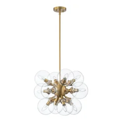 Modern Brass 12-Light Cluster Glass Globe Bubble Chandelier