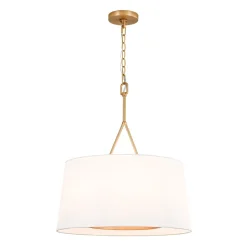 Modern Candle Style Fabric Wide Drum Cage Pendant Light