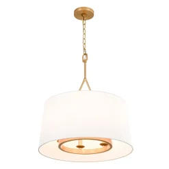 Modern Candle Style Fabric Wide Drum Cage Pendant Light