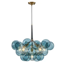 Modern Cluster Blue Glass Globe Bubble Chandelier