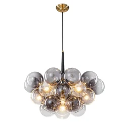Modern Cluster Gradient Gray Glass Globe Bubble Chandelier