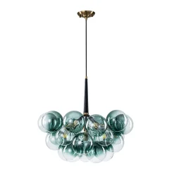 Modern Cluster Gradient Green Glass Globe Bubble Chandelier