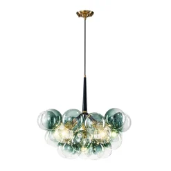 Modern Cluster Gradient Green Glass Globe Bubble Chandelier