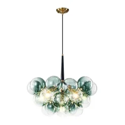Modern Cluster Gradient Green Glass Globe Bubble Chandelier