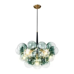 Modern Cluster Gradient Green Glass Globe Bubble Chandelier