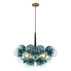 Modern Cluster Gradual Blue Glass Globe Bubble Chandelier