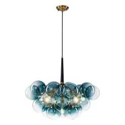 Modern Cluster Gradual Blue Glass Globe Bubble Chandelier
