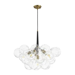 Modern Cluster Sculpture Texture Glass Globe Bubble Chandelier