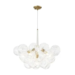 Modern Cluster Sculpture Texture Glass Globe Bubble Chandelier