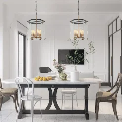Modern Farmhouse Clear Glass Large Lantern Pendant Light