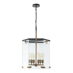 Modern Farmhouse Clear Glass Large Lantern Pendant Light