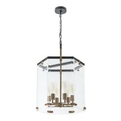 Modern Farmhouse Clear Glass Large Lantern Pendant Light