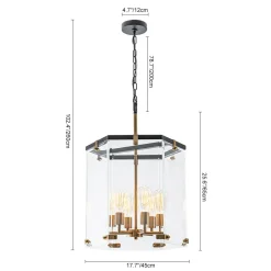 Modern Farmhouse Clear Glass Large Lantern Pendant Light