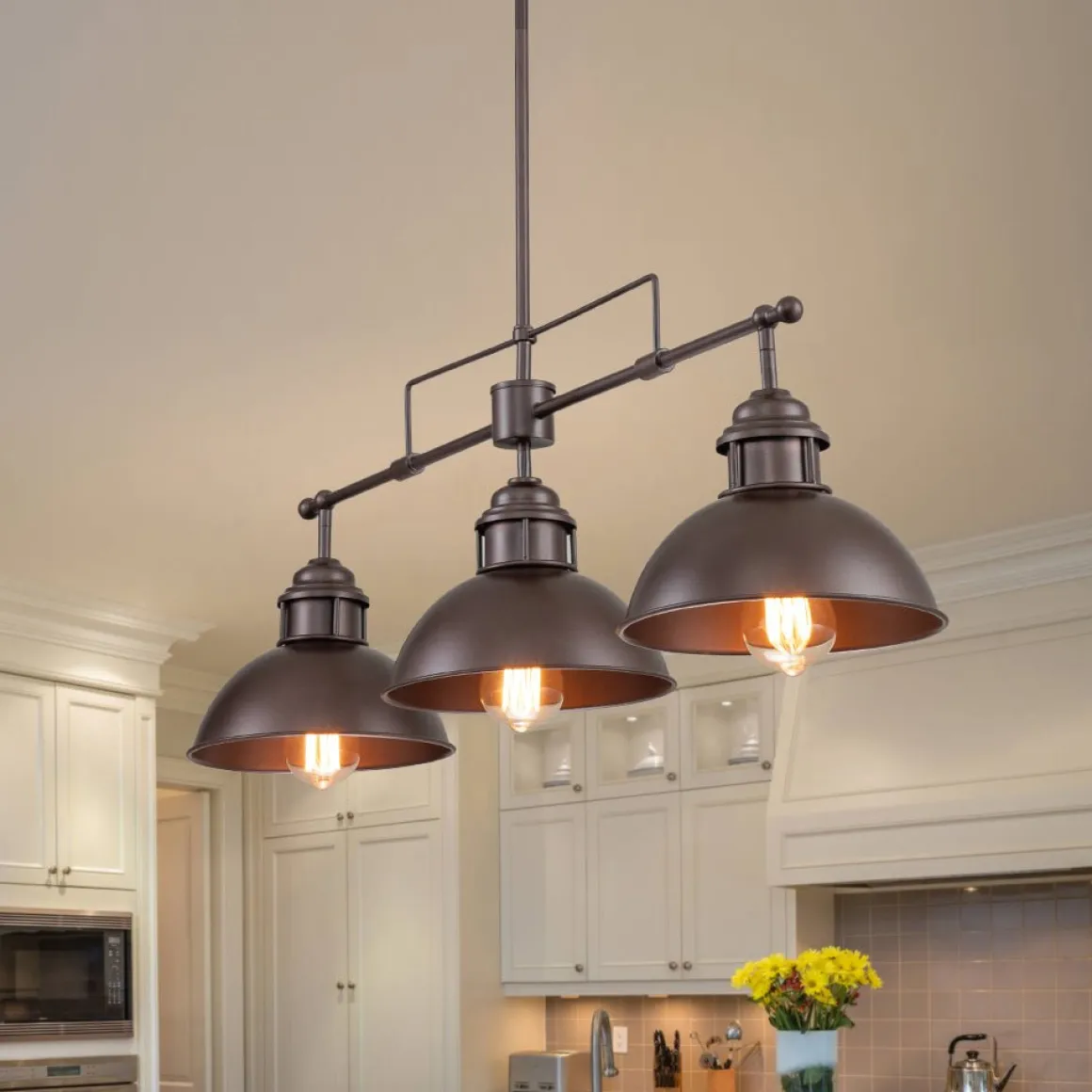 Modern Farmhouse 3-light Island Pot Lid Dome Pendant