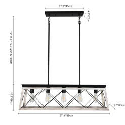 Modern Farmhouse 5-light Kitchen Island Faux Wood Linear Chandelier Pendant