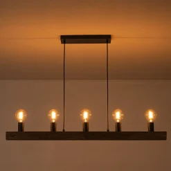 Modern Farmhouse Pine Wooden Linear Island Chandelier