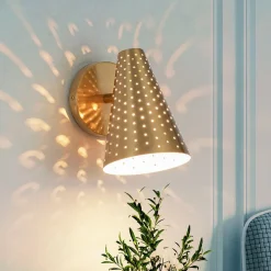 Modern Funky 1-Light Starry Pinhole Cone Wall Sconce