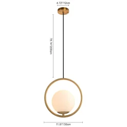 Modern Gold 1-Ring Frosted Globe Single Pendant Light