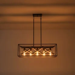 Modern Industrial Cross Linear Island Chandelier