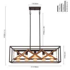 Modern Industrial Cross Linear Island Chandelier
