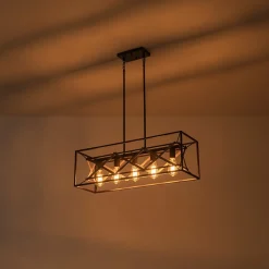 Modern Industrial Cross Linear Island Chandelier