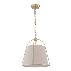 Modern Ivory Linen Conical Drum Cage Pendant Light