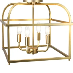 Modern 4-Light Candle Style Square Cage Semi Flush Mount