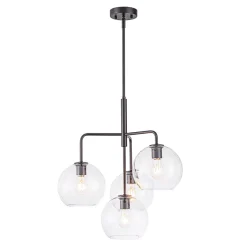 Modern 4-Light Clear Glass Bubble Hanging Sputnik Chandelier