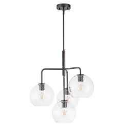 Modern 4-Light Clear Glass Bubble Hanging Sputnik Chandelier