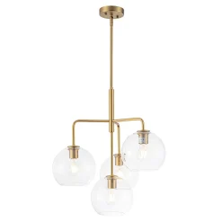 Modern 4-Light Clear Glass Bubble Hanging Sputnik Chandelier