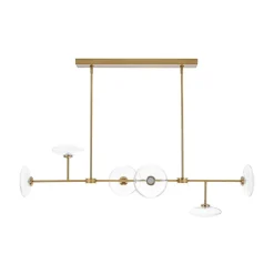 Modern 6-light Clear Glass Dimmable LED Linear Island Chandelier