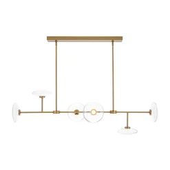 Modern 6-light Clear Glass Dimmable LED Linear Island Chandelier