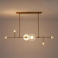 Modern 6-light Clear Glass Dimmable LED Linear Island Chandelier