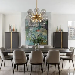 Modern 18-Light Cluster Gray Glass Bubble Chandelier