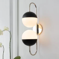 Modern 2-Light Double Goose Arm Globe Wall Sconce