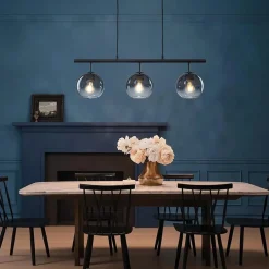 Modern 3-Light Gradual Smoked Glass Globe Island Chandelier