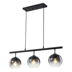 Modern 3-Light Gradual Smoked Glass Globe Island Chandelier