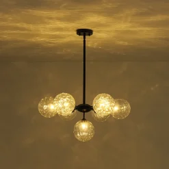 Modern 7-light Hammered Glass Globe Tier Sputnik Chandelier
