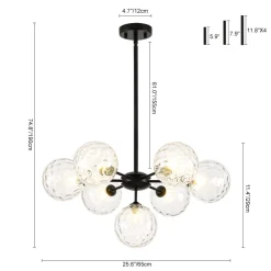 Modern 7-light Hammered Glass Globe Tier Sputnik Chandelier