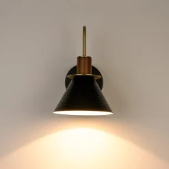 Modern 1-Light Hammered Iron Conical Wall Sconce