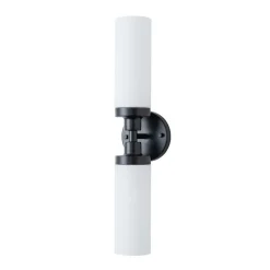 Modern 2-Light Opal Glass Cylinder Vanity Wall Lamp