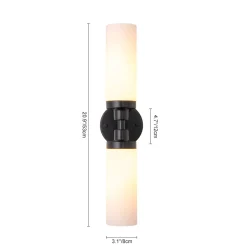 Modern 2-Light Opal Glass Cylinder Vanity Wall Lamp