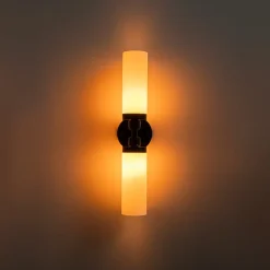 Modern 2-Light Opal Glass Cylinder Vanity Wall Lamp
