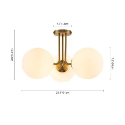 Modern 3-Light Opal Glass Globe Ceiling Light