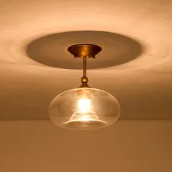 Modern 1-Light Round Donut Glass Semi Flush Mount