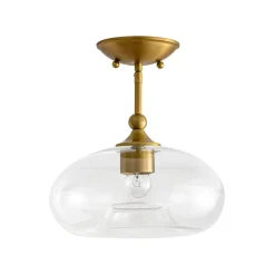 Modern 1-Light Round Donut Glass Semi Flush Mount