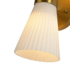 Modern 2-Light Up Down Pleated Glass Cone Wall Sconce