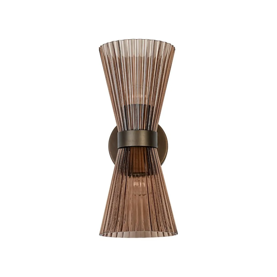 Modern 2-Light Up Down Pleated Glass Cone Wall Sconce