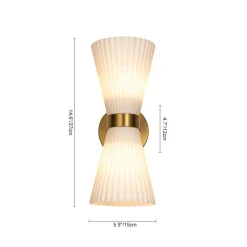 Modern 2-Light Up Down Pleated Glass Cone Wall Sconce